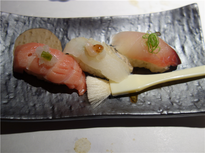 sushi of toro tuna, turbot and horse mackerel